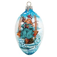 G DeBrekht Winter Girl Glass Ornament