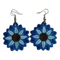 Blue Sunflower Earrings