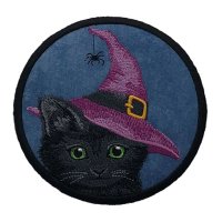 Sweet Witchy Kitty Blue Coaster