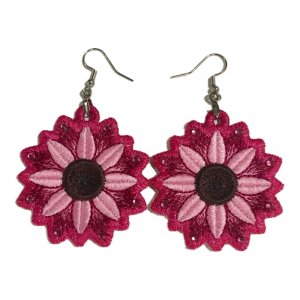 Pink Sunflower Earrings