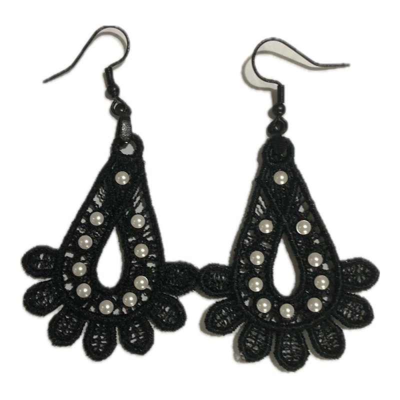 Black with White Pearl Fashion Earrings