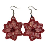 Red Metallic Poinsettia Earrings