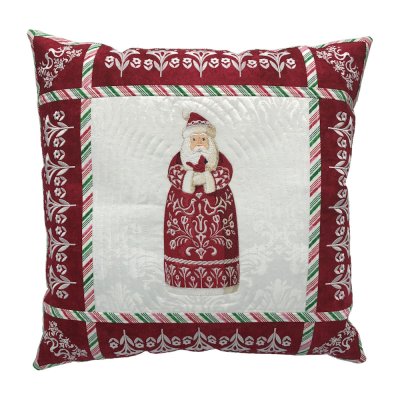 Nordic Noel Santa 1 with Candy Cane Trim Quilt Top Pillow