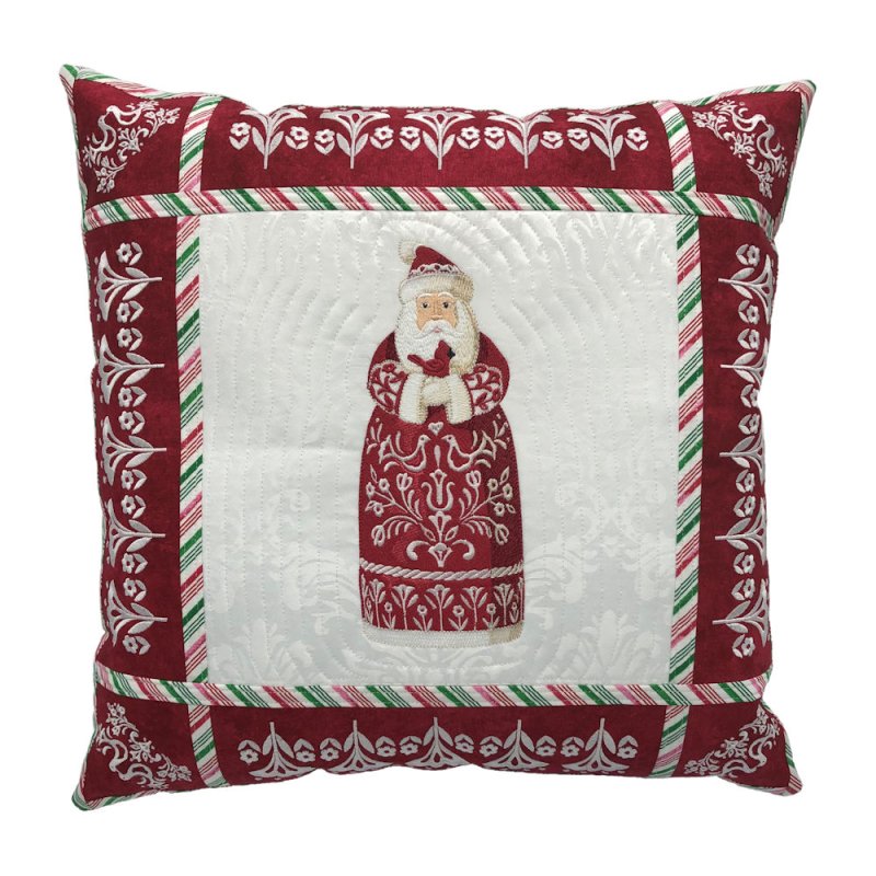 Nordic Noel Santa 1 with Candy Cane Trim Quilt Top Pillow