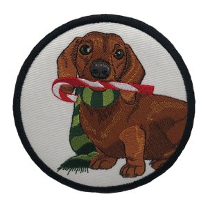 Dachshund with Candy Cane White Coaster
