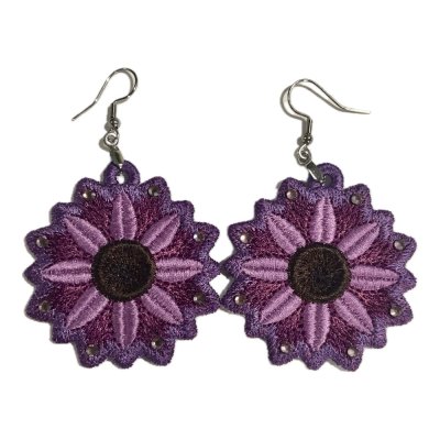 Purple Sunflower Earrings