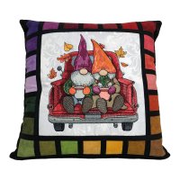 Fall Gnomes Embroidered Quilt Top Pillow