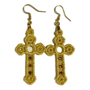 Gold Metallic Cross Earrings