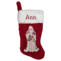 Old World Santa with Roses Personalized Christmas Stocking