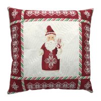 Nordic Noel Santa 2 with Candy Cane Trim Quilt Top Pillow