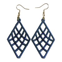 Sapphire Blue Metallic Geometric Earrings