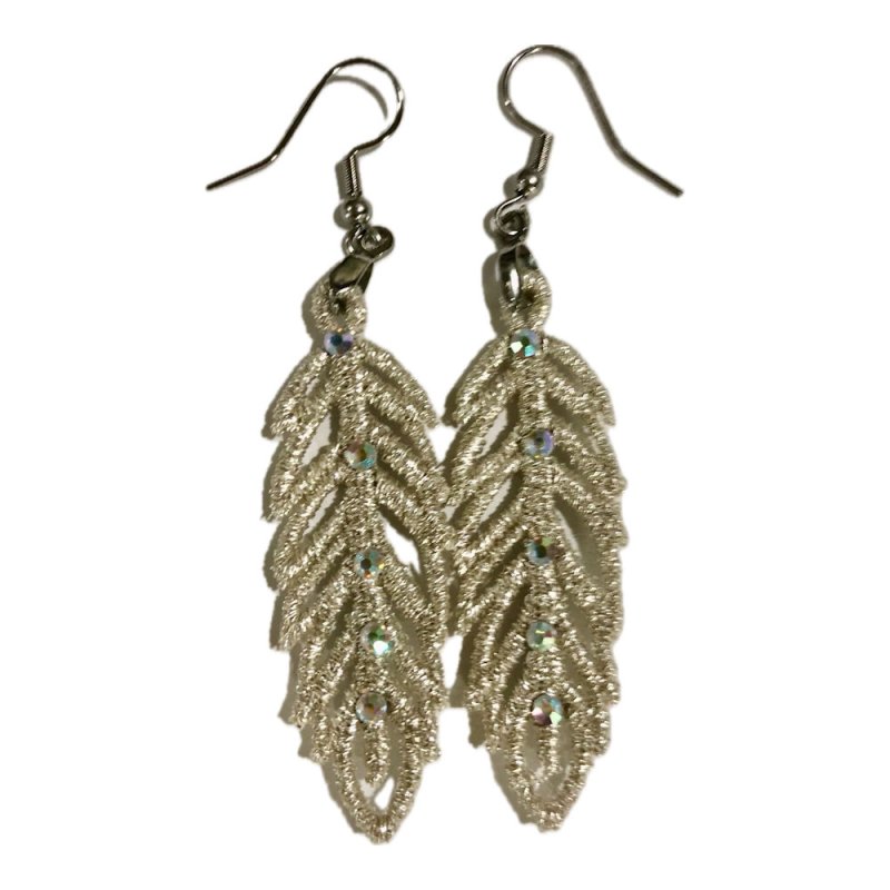 White Metallic Chic Feather Earrings