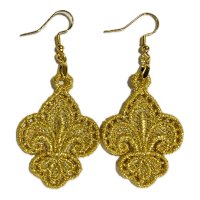 Gold Metallic Fleur de Lis Earrings